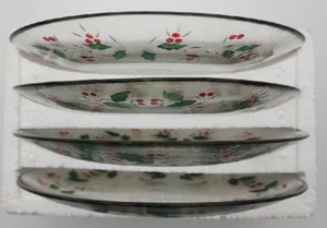 Pfaltzgraff Set Of 4 Winterberry Clear Salad Dessert Plate Etched Holly Berries - Picture 1 of 7