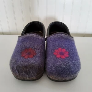 DANSKO Girls SLIP ON CLOGS SHOES Purple Flower SUEDE SIZE EU 30 US 1 Youth - Picture 1 of 14