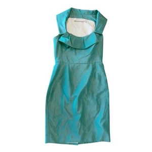 Lela Rose Green Silk Fitted Cocktail Sheath Dress SZ 4 - Picture 1 of 12