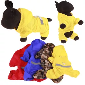 Impermeabile per Cani Impermeabile Leggero Vestiti Antipioggia per Animali Domestici con Cappuccio Attacco Guinzaglio - Foto 1 di 10
