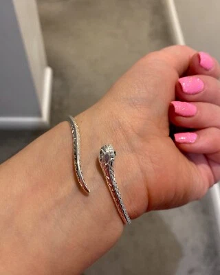  Silver S925 Snake Bangle Bracelet Serpent Cuff for Women Jewellery Gift for Her - Image 1 of 4