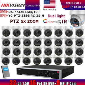 HIK Compatible 4K PTZ 5X ZOOM Color IP camera+DS-7732NI-M4/16P Systems lot - Picture 1 of 26