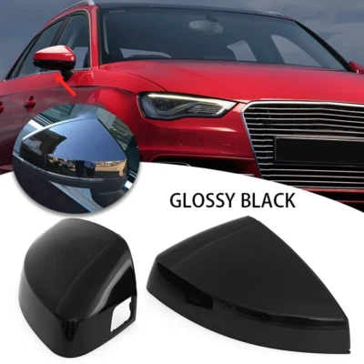 Tapa de cubierta de espejo retrovisor lateral negro brillante con asistencia de carril para Audi A3 S3 RS3 2014-2020 Foto 1 de 4