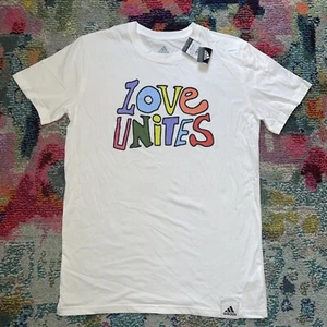 NWT Adidas Youth Pride Love Unites Graphic Short Sleeve Tee White Large 14/16 - Picture 1 of 6