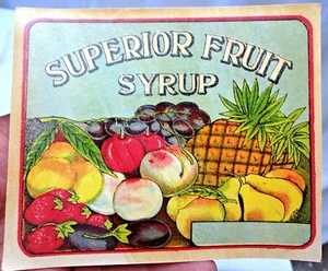 Vintage Werbeetiketten Papier Superior Obstsirup Chemiker & Drogisten 100 Stück - Bild 1 von 5
