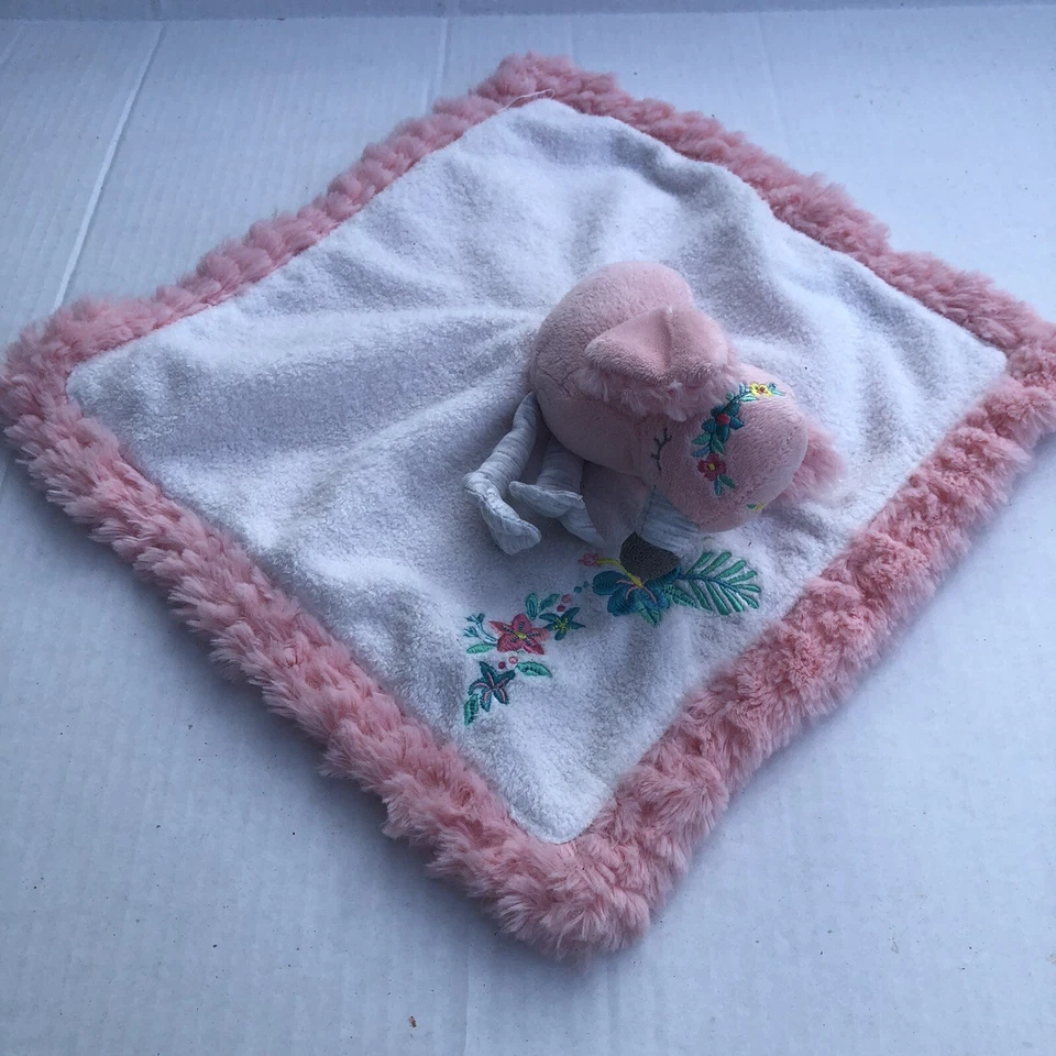 Mary Meyer Baby Lovey Tingo Flamingo Security Blanket 12 Inch Pink Bird Flowers - Image 1 of 4