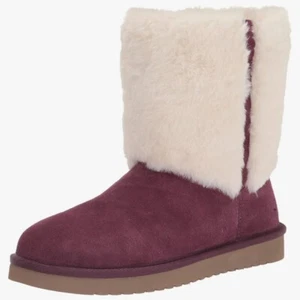 NEW Koolaburra By UGG Plum Aubrel Short Plush Double Cuff Boots Shoes Women’s 3 - Picture 1 of 13
