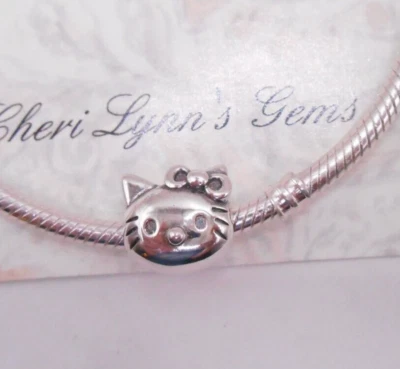 HELLO KITTY S925 STERLING SILVER EUROPEAN BRACELET CHARM BEAD & POUCH! - Image 1 of 4