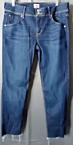 Pantalones de mezclilla ajustados con solapa Hudson Collin para mujer talla 31 lavado oscuro elástico estilo informal - Imagen 1 de 8