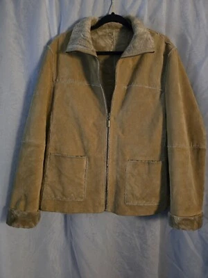 Chaqueta Winlit para mujer de cuero marrón tostado manga larga cremallera completa talla grande  Foto 1 de 4