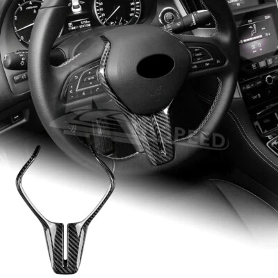 Capa de volante preta fibra de carbono REAL HARD para Infiniti Q50 Q60 2018-2022 - Imagem 1 de 4