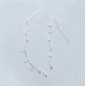 Pendientes de gota de rosca cz colgantes línea de hilo de plata esterlina 925 A1543 - Imagen 1 de 3