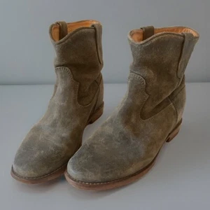 ISABEL MARANT Crisi Mujer 38 Taupe Gamuza Botines Suelas de Cuero - Imagen 1 de 18