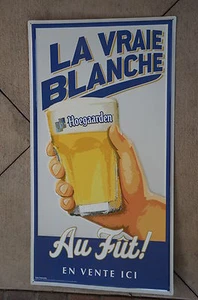 Blech Metall Bier Schild X-Large Hoegaarden "La Vraie Blanche" 32"x 17,5" NEU - Bild 1 von 6