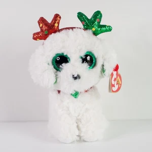 Ty Beanie Boos Zuckerweiß Pudel Weihnachten 6" mit Herz Ohrmarke - Bild 1 von 9