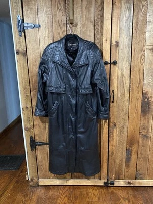 Abrigo largo de cuero negro Wilson de colección. Thinsulate Snap Front Talla Mediana Foto 1 de 4