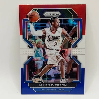 2021-22 Panini Prizm vermelho branco e azul Prizm Allen Iverson #255 PHI - Imagem 1 de 2