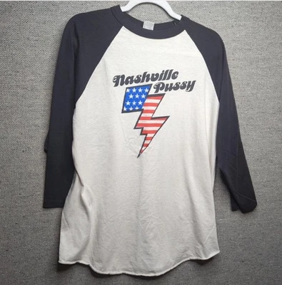 Camisa Camisa estilo béisbol vintage NASHVILLE PUSSY 3/4 talla XL ¡Difícil de encontrar! Foto 1 de 4