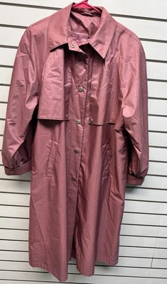 80s Vintage Cambridge Raincoat Womens Size 16P Shoulder Pads Office Minimalist - Image 1 of 4