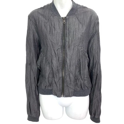 Jaqueta BDG Feminina Urban Outfitters Zíper Completo Cinza Bombardeiro Leve tamanho Grande - Imagem 1 de 4