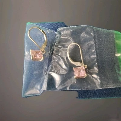 VTG 2005 Avon STERLING Silver Leverback Drop Earrings Simulated Pink Tourmaline  - Image 1 of 3