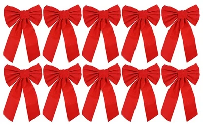 10 Pack Red Velvet Christmas Bow 9x16 Inch, Holiday Decoration Gift Wrap Set - Image 1 of 4