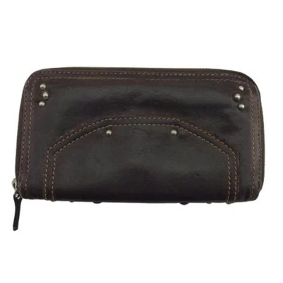 Usado Chloe Long Wallet Logo x Tachuelas Marrón Oscuro x Plata Damas Usado - Imagen 1 de 4