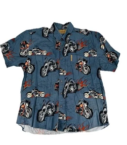 Vintage Y2K 2000s Clear Water Motorcycle Hotrod Flames Button Up Shirt Size XL - Picture 1 of 4