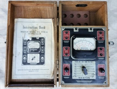 Analizador Weston Modelo 772 Vintage Años 40 Tipo 6 Multímetro Voltios Ohmios Medidor Leer Foto 1 de 4