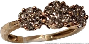KPJ Signed Vintage 10K Yellow Gold Approx 1.0ctw Diamond Cluster Ring Size 8 - Picture 1 of 8