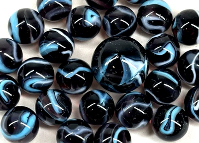 25 canicas de vidrio ASTRONAUT púrpura/azul juego estilo de colección Shooter Taws sin usar, en caja remolino Foto 1 de 4