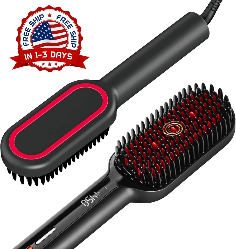 Cepillo alisador de pelo con cerdas densas, 16 temperaturas, doble voltaje NUEVO. Foto 1 de 4