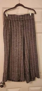 Lane Bryant Damen weites Bein grau/weiß Nadelstreifen Cropped Leinenhose Größe 3x - Bild 1 von 4