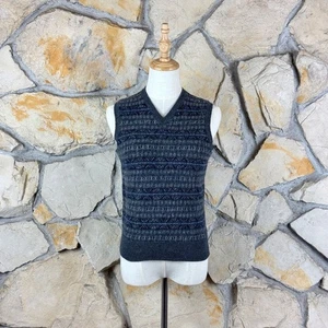 Ralph Lauren Etiqueta Azul c. Años 90 Lana Fair Isle Suéter Chaleco Gris Gunmetal | M - Imagen 1 de 5