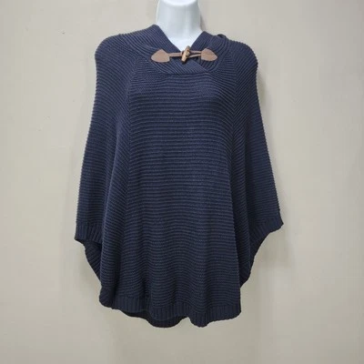 Poncho Banana Republic Factory feminino pequeno azul marinho malha manga camada capa - Imagem 1 de 4