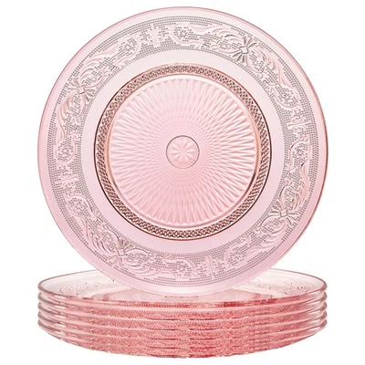 Platos Art Deco Vintage Cristal Rosa | Juego de 6 | Únicos 10.5" Cena o Char... Foto 1 de 4