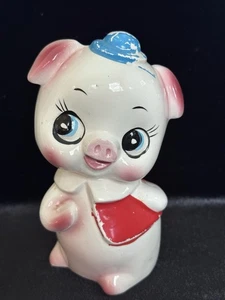 Vtg Kitsch Pig Piggy Bank w Cap, Vest Anthropomorphic Japan ‘50’s - ‘60’s Relco? - Picture 1 of 7