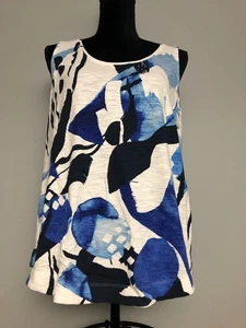 Camiseta sin mangas Chicos talla 2 (US L) azul blanco geométrica algodón mezcla modal cuello redondo - Imagen 1 de 8