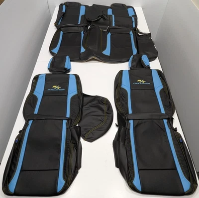 For Dodge Challenger SXT RT 2015-2019 Black Blue Leather Seat Covers W85 - Image 1 of 4