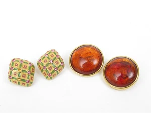 Joan Rivers 2 Paar Ohrringe Clip-On Style Bernstein & Faberge - Bild 1 von 9
