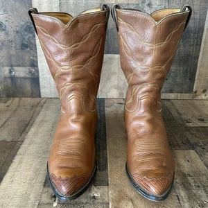 Stivali da cowboy Tony Lama vintage etichetta oro punta alare uomo 14 EEE - Foto 1 di 12