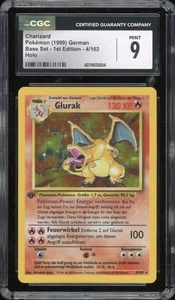 1999 Pokemon DEUTSCH 1. Edition Base Set Glurak-Charizard Holo 4/102 CGC 9 MINT - Bild 1 von 2