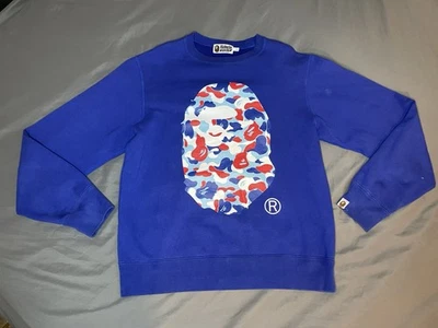 A Bathing Ape Bape Paris France Camo College Crewneck Men’s Large *Damaged* - Image 1 of 4