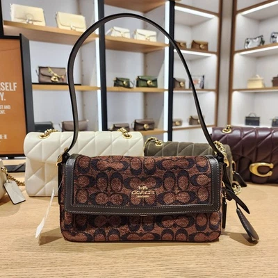 Hard to Find COACH Etta Small Flap Shoulder Bag In Signature Chenille CCV65 - Image 1 of 4