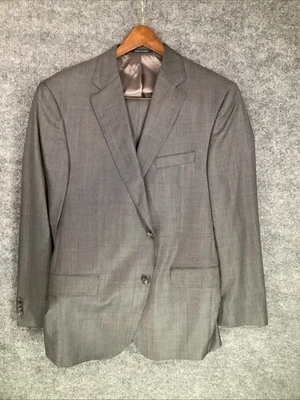 Crémieux 44R Gray Micro-Check Loro Piana Super 130s Wool Suit Made in Canada - Image 1 of 4