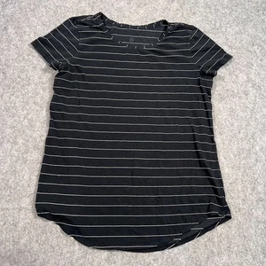 Lululemon Short Serve Stripe Black White Love Crew III Tee Shirt Women Size 6 - Picture 1 of 5
