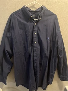 Ralph Lauren Shirt Mens 3XB Big 3XL Navy Blue Button Down Cotton Casual - Picture 1 of 8