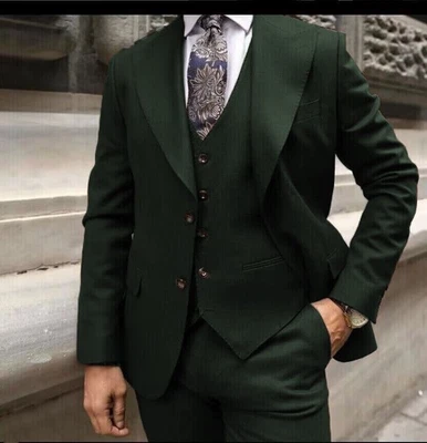Trajes de hombre de negocios ajuste regular solapa pico 3 piezas formal boda novio esmoquin Foto 1 de 4
