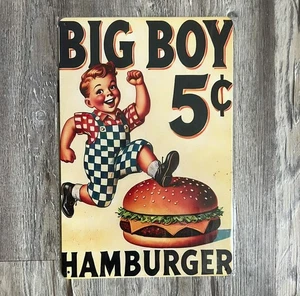 Big Boy Hamburger 5 Cents 8 x 12 Novelty Vintage Metal Sign Shrink-wrapped New! - Picture 1 of 2