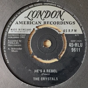 THE CRYSTALS HE'S A REBEL 7" LONDON (1962) VG+ POP GIRL GROUP ENGLAND - Bild 1 von 3
